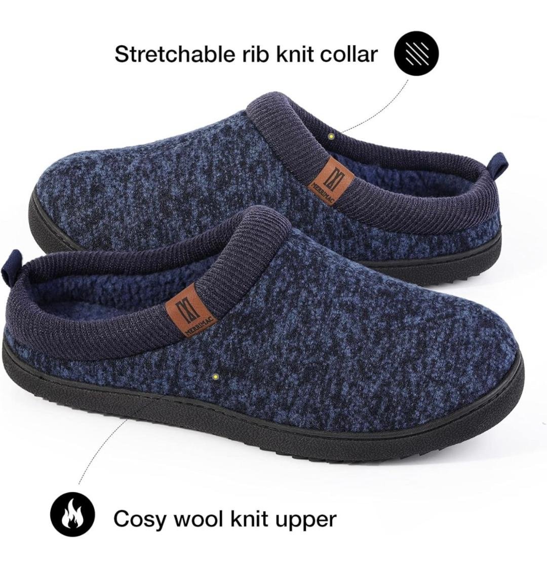 Read more about the article Step Into Comfort: Reviewing MERRIMAC Men’s Comfy Wool-Like Knit Memory Foam Slippers